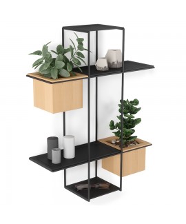 Полка-органайзер с 2 кашпо Umbra Cubist Multi Shelf Black (1013878-427)